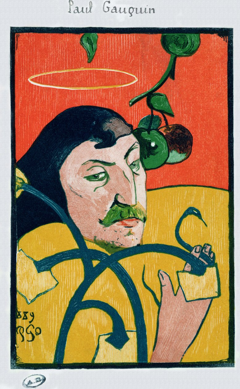 自画像、1889年（カラー木版画） 作： ポール・ゴーギャン