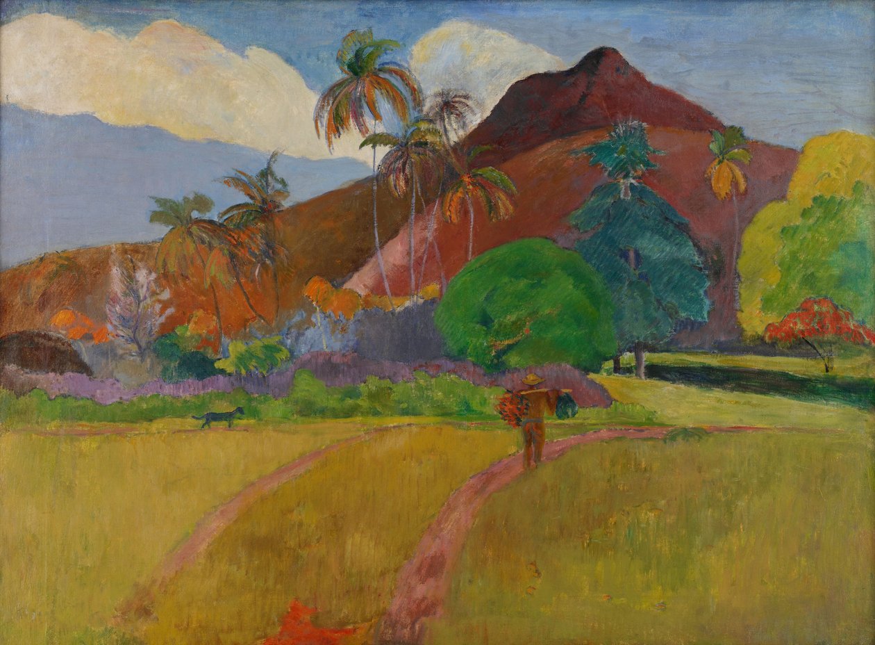 タヒチの風景、1891年 作： ポール・ゴーギャン