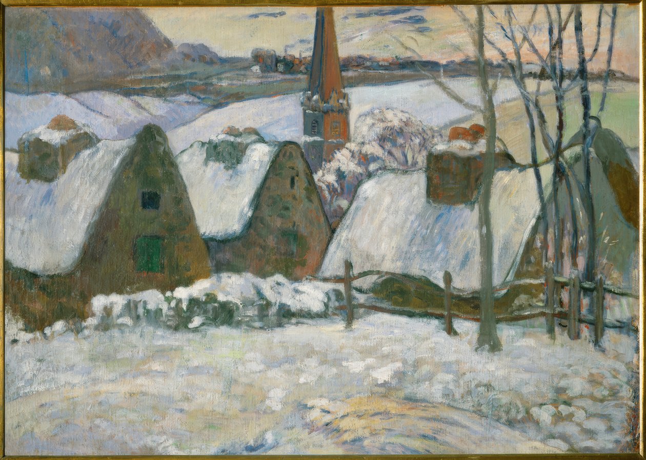 雪の中でブルトン村 作： ポール・ゴーギャン
