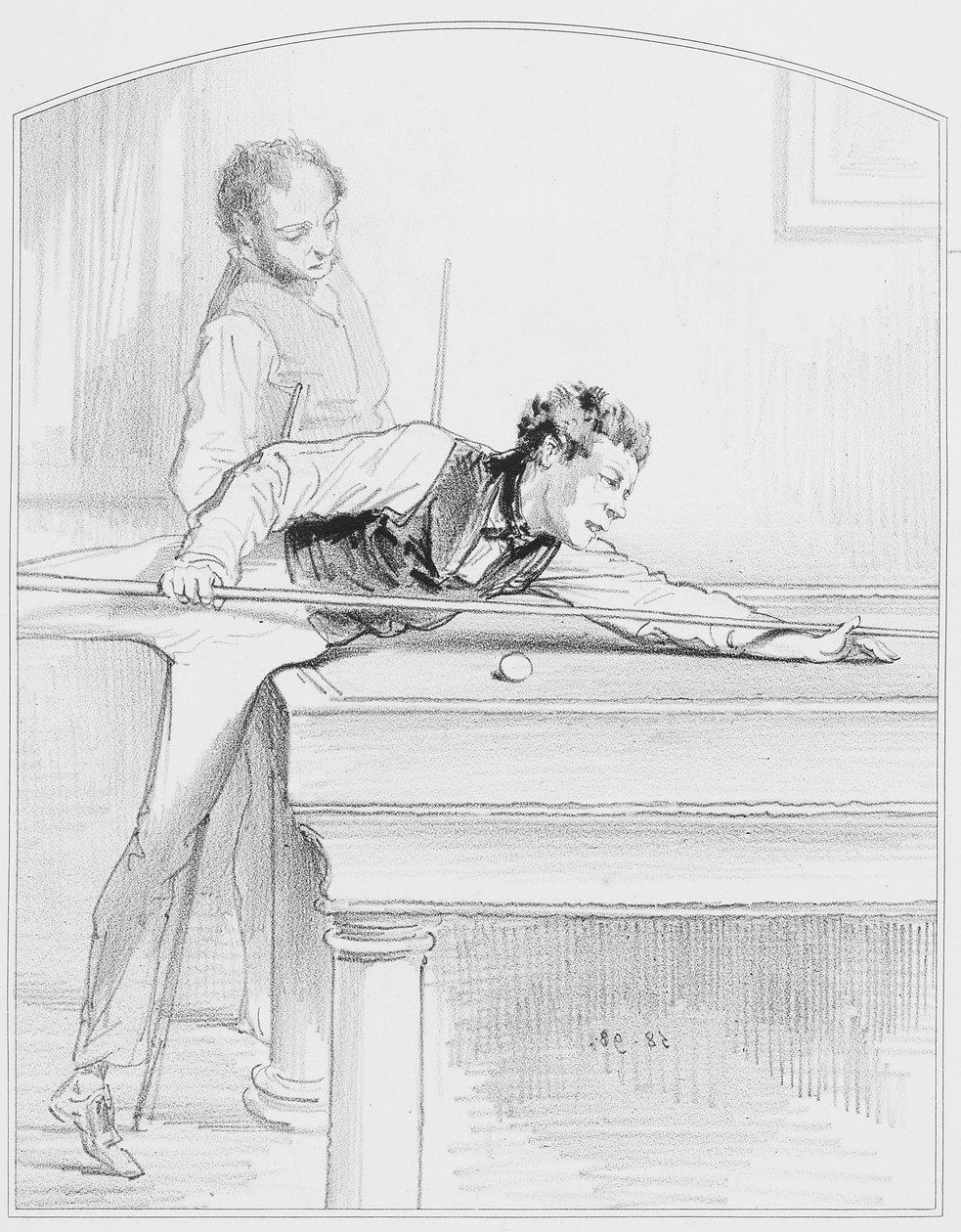 ビリヤード、レトクワドのプレート19、1858 作： ポール・ガヴァルニ