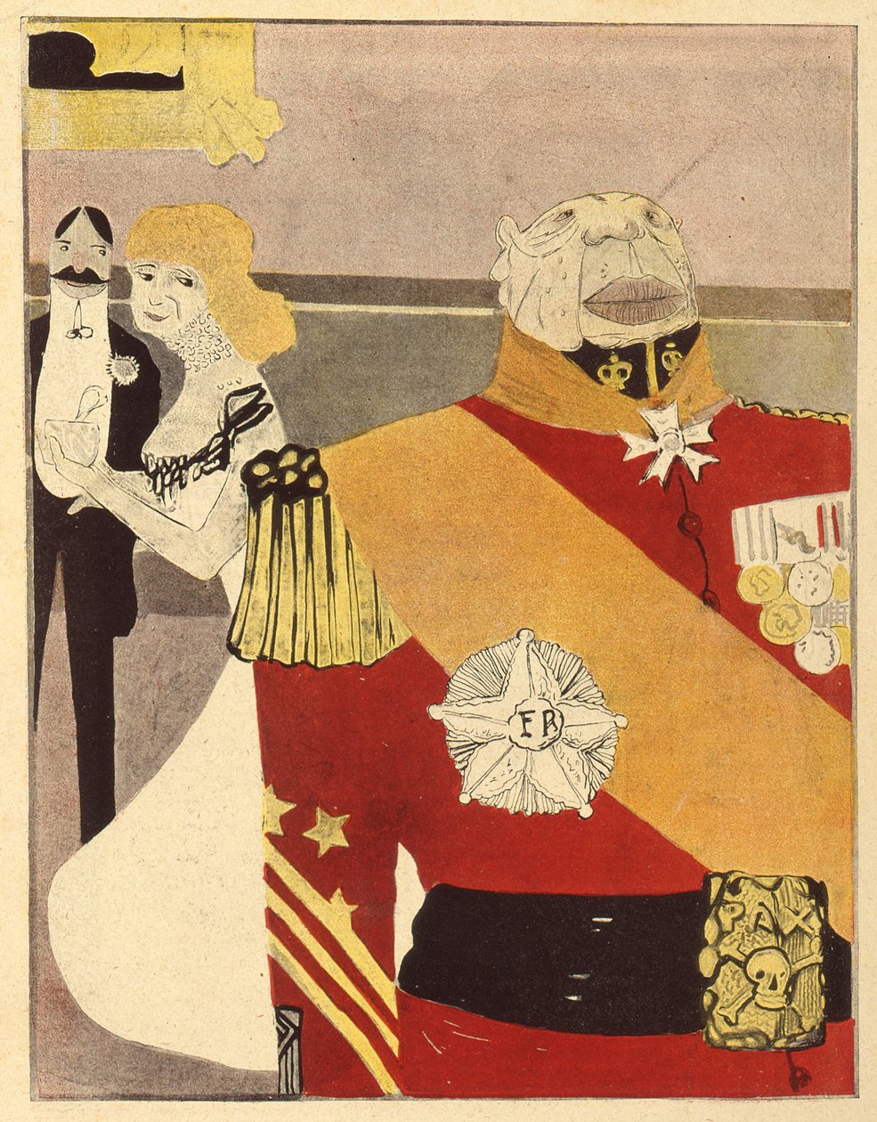 1903年4月26日、LAssiette au Beurreのナショナリストの最後の友人、ジュールドビセトル（カラー彫刻） 作： ポール・イリベ