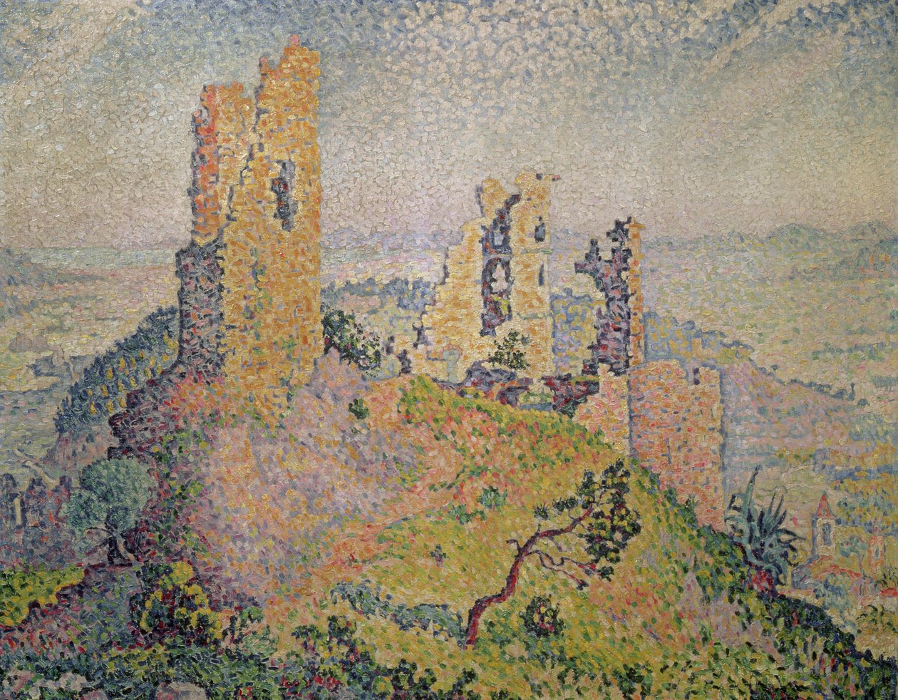 台無しにされた城のある風景 作： ポール・シニャック