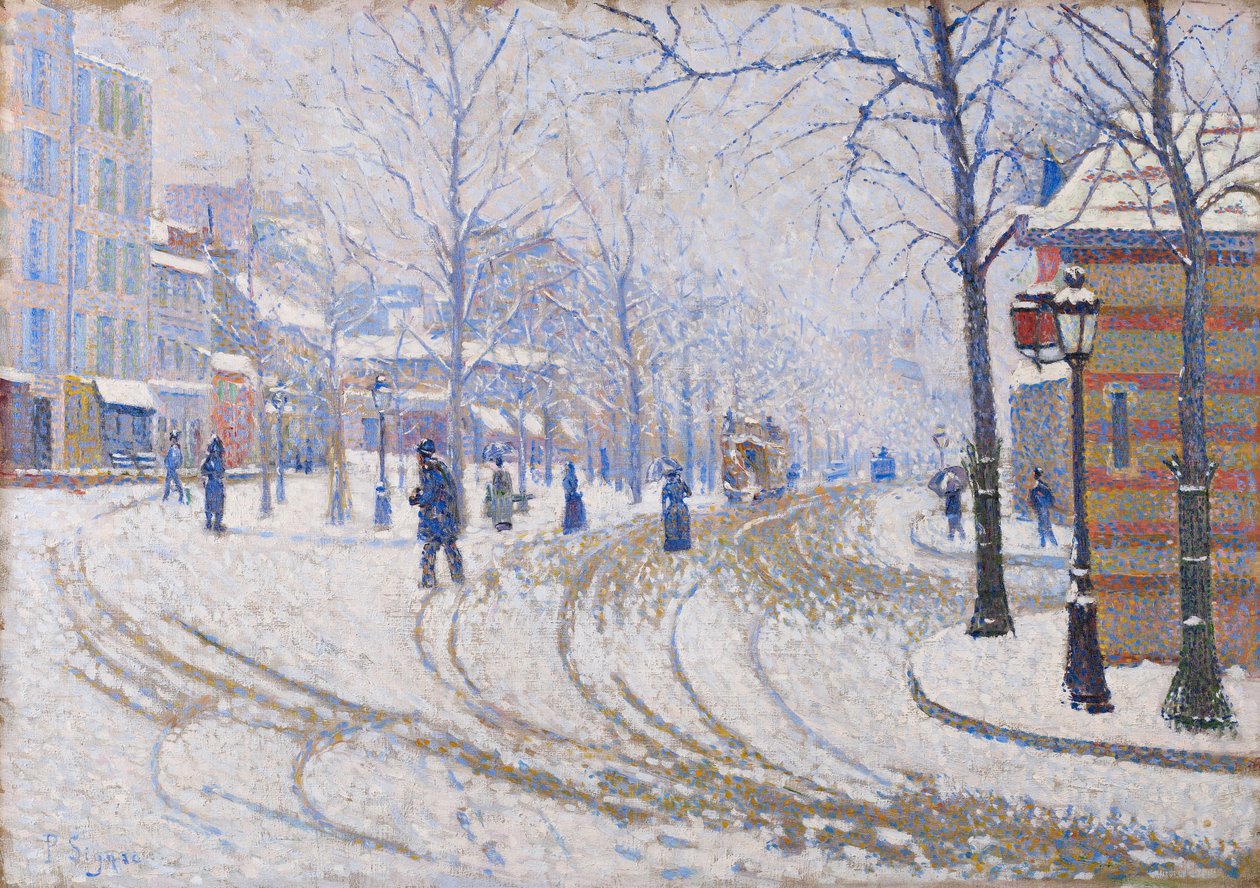 雪、大通りのクリシー、パリ、1886 作： ポール・シニャック