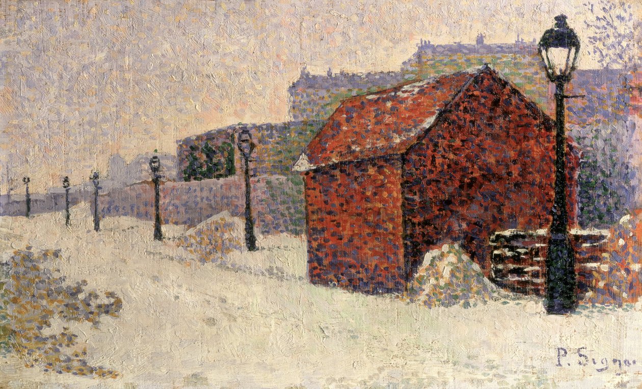 雪、ビュートモンマルトル、1887 作： ポール・シニャック