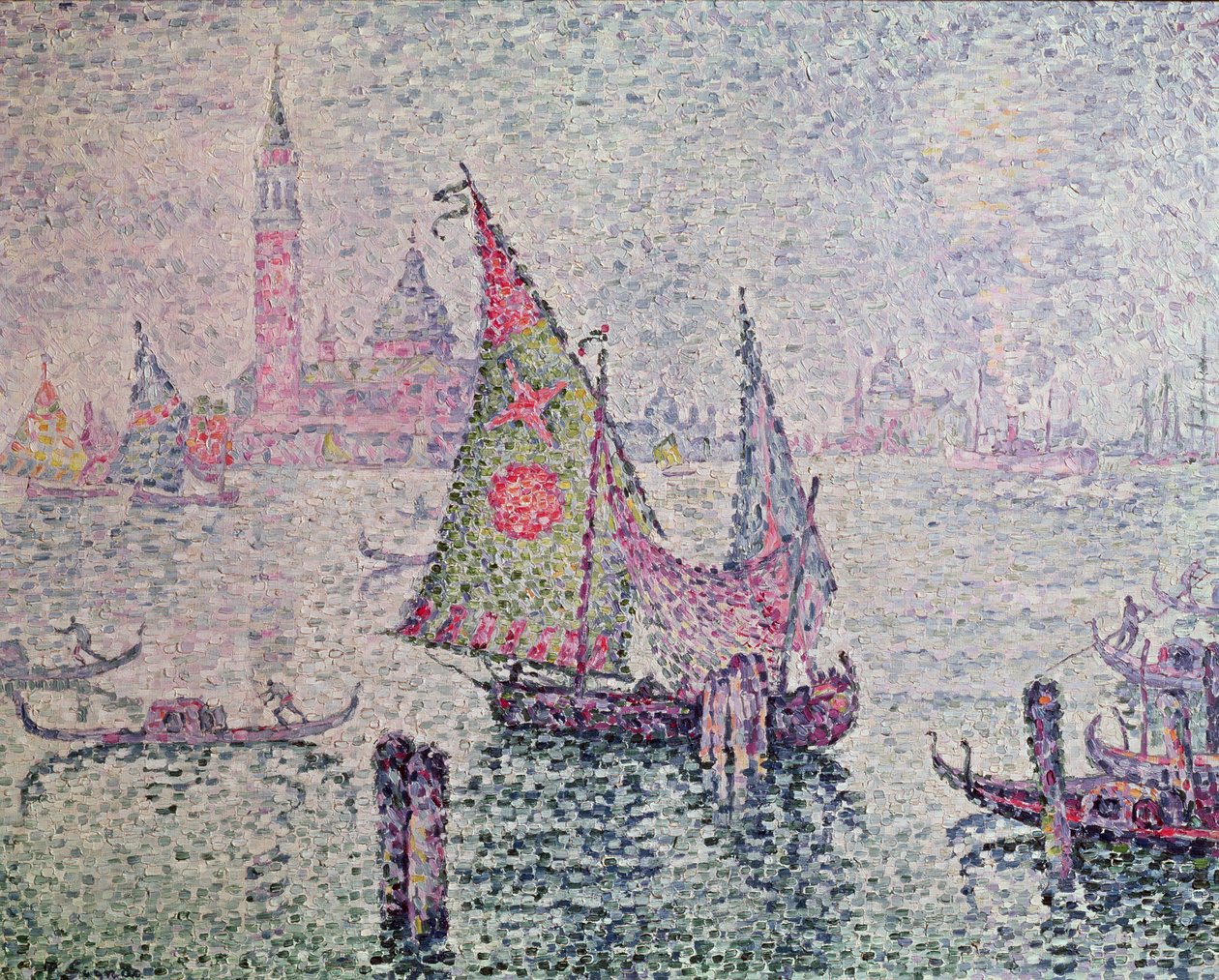 緑の帆、ヴェネツィア、1904 作： ポール・シニャック