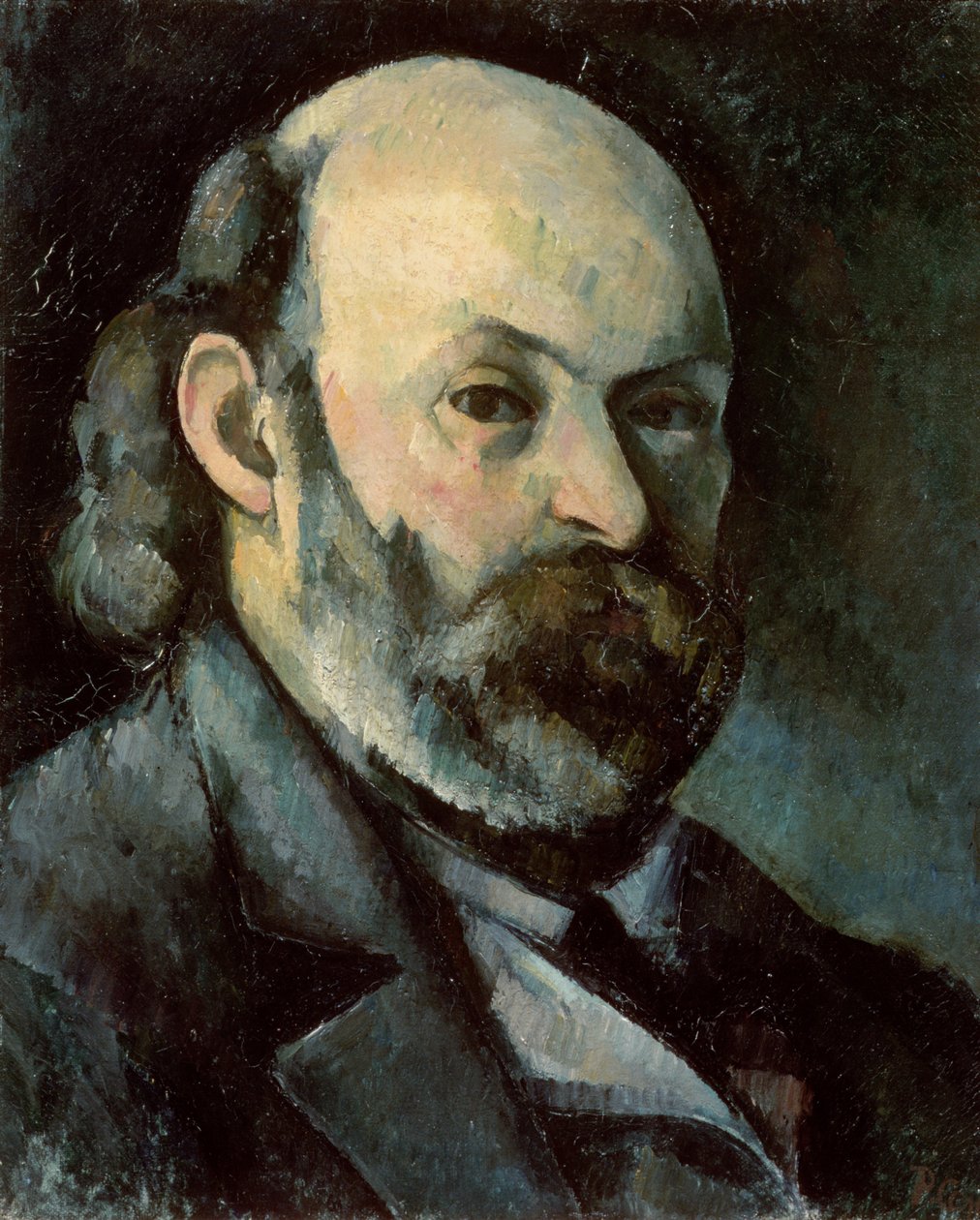 自画像、c.1879-85（キャンバスに油彩） 作： ポール・セザンヌ