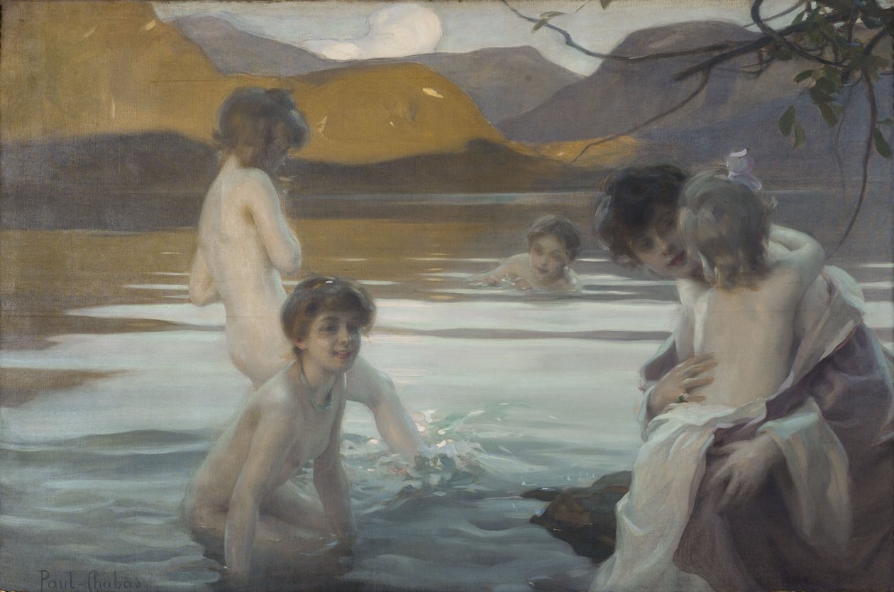 最初の風呂、1907年頃（キャンバスに油彩） 作： ポール・シャバ