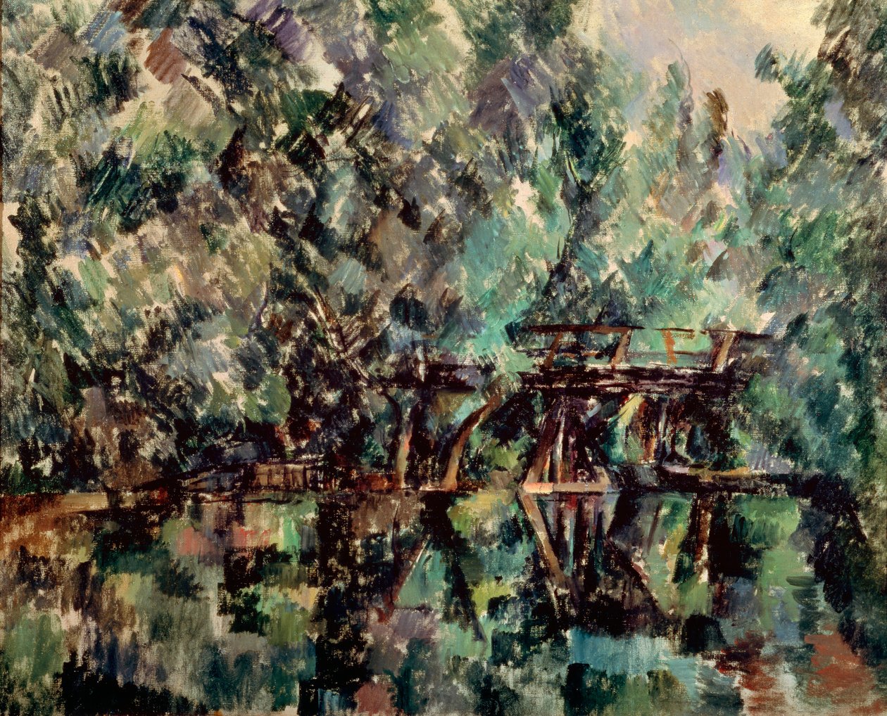 池にかかる橋、c1898。 作： ポール・セザンヌ