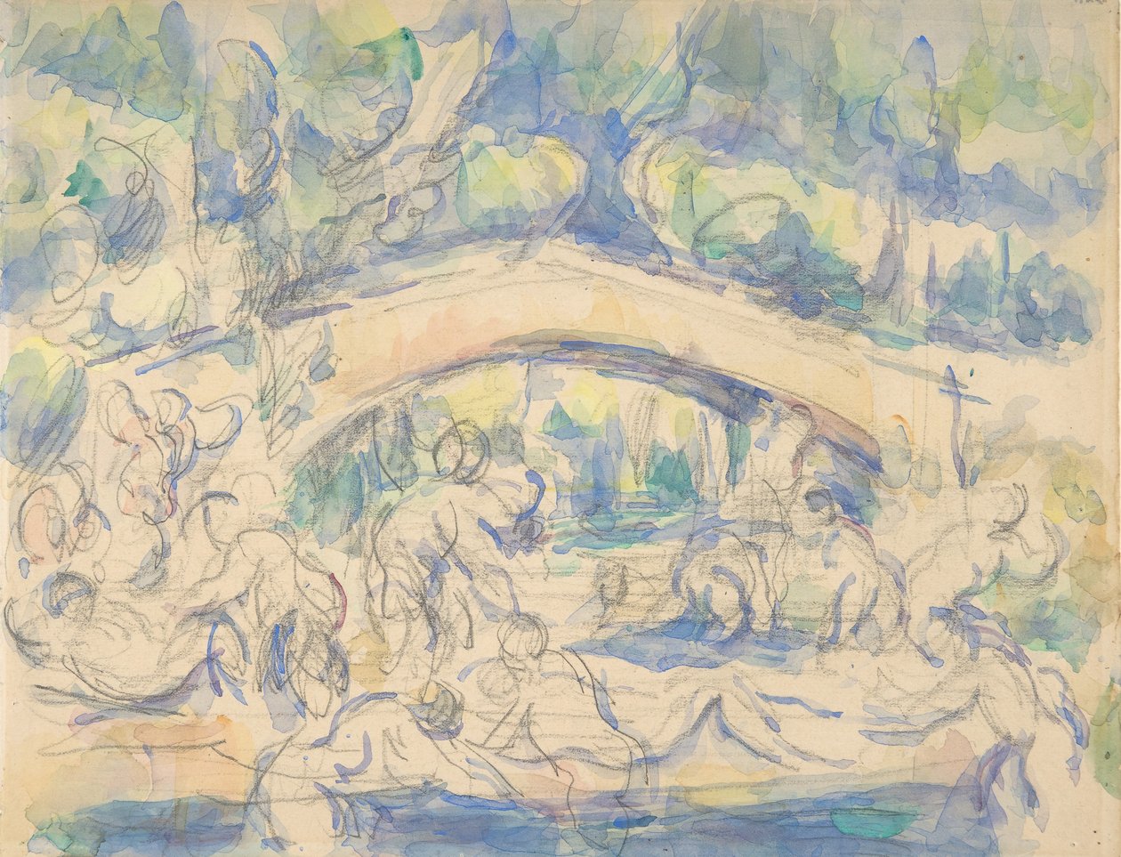橋の下の入浴者、1900-06年。 作： ポール・セザンヌ