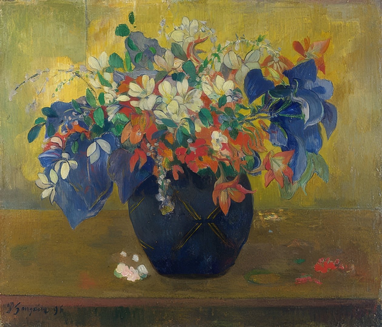 花瓶の花 1896 作： ポール・ゴーギャン