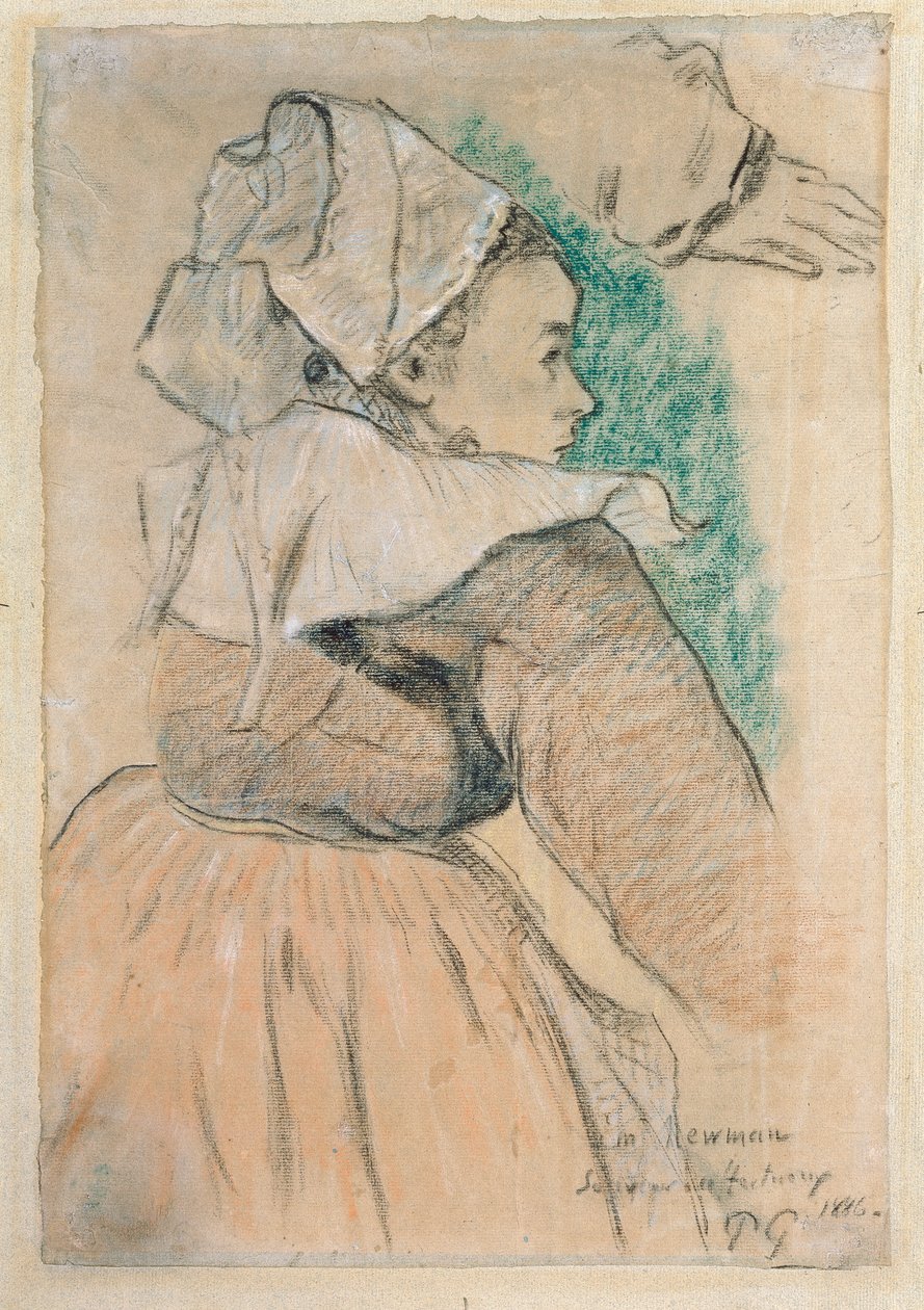正しい横顔のブルトンの女性、1886 作： ポール・ゴーギャン