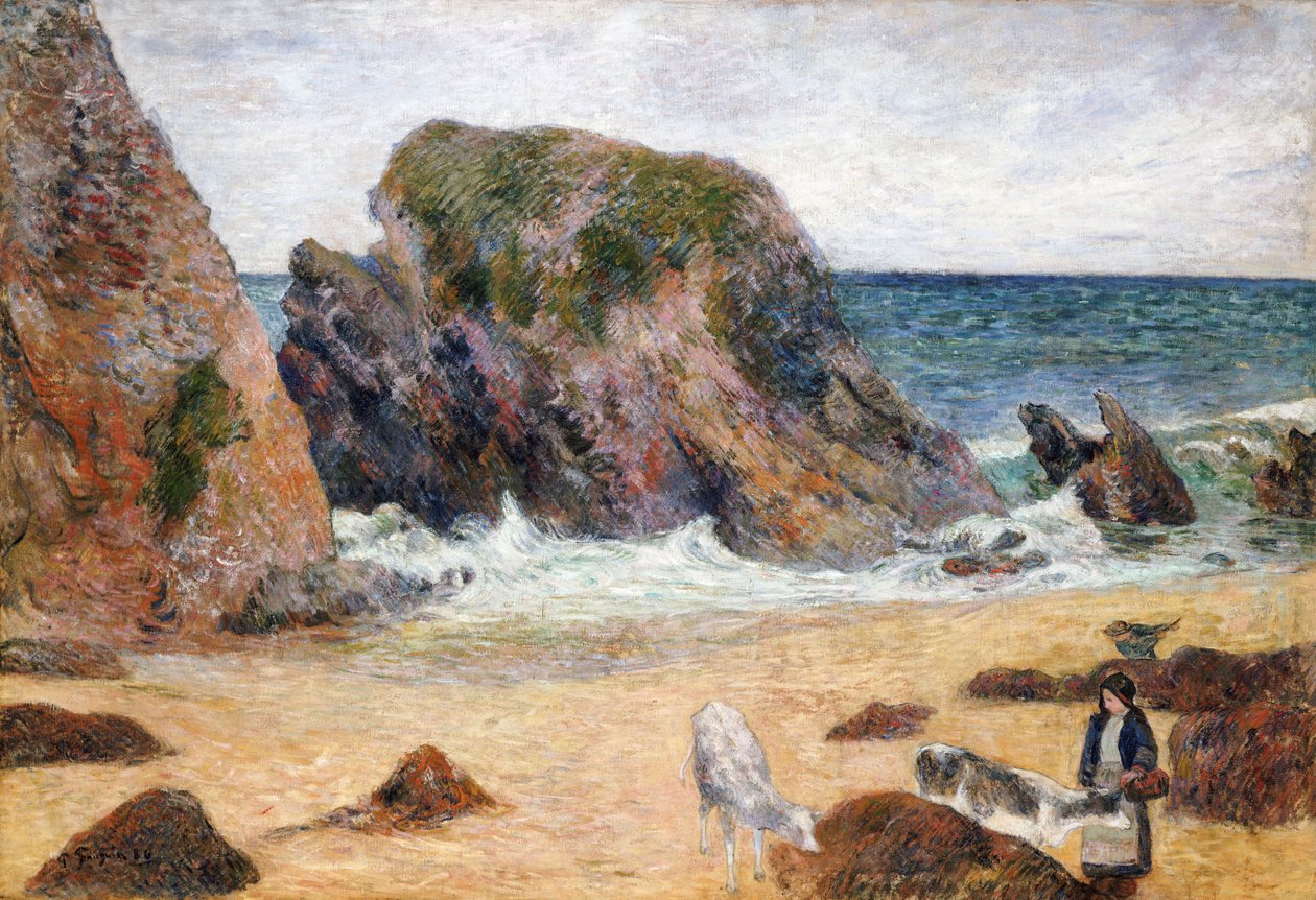 海辺の牛、1886 作： ポール・ゴーギャン