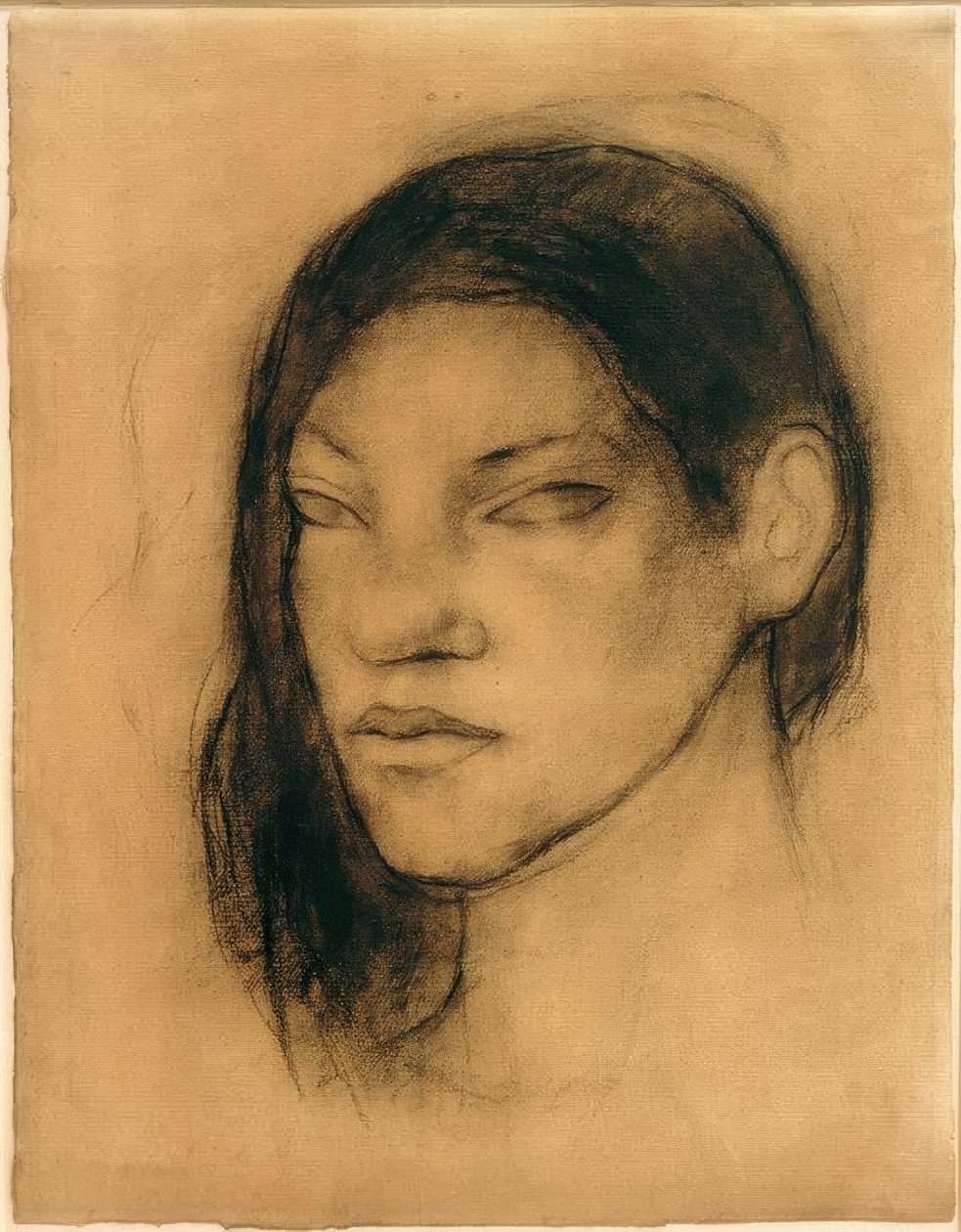 タヒチの女性の肖像画 作： ポール・ゴーギャン