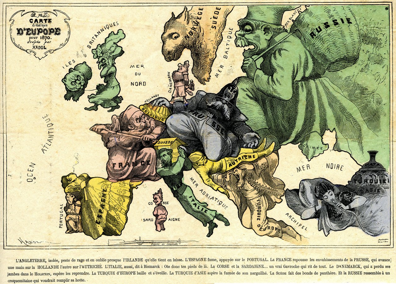 1870年のヨーロッパのDrolaticマップ 作： ポール・ハドル