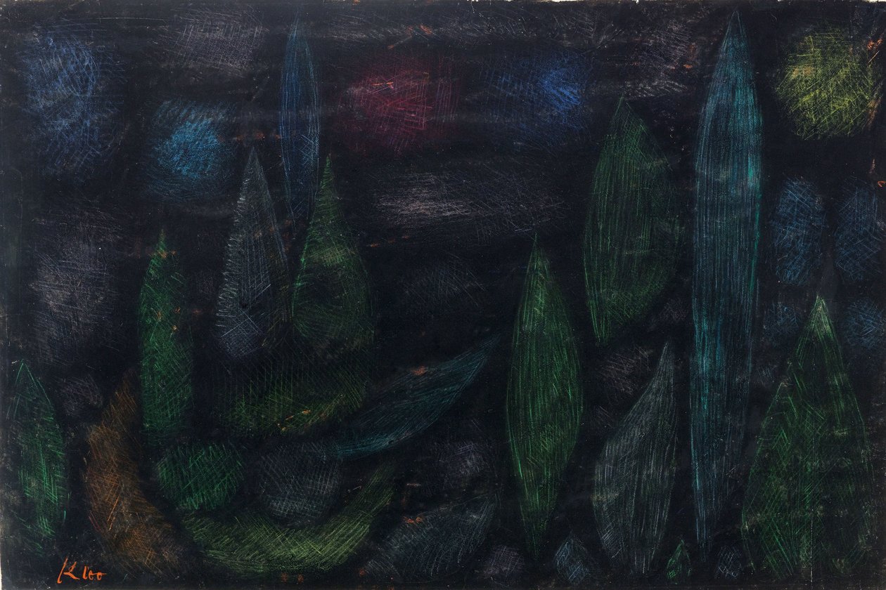 夜行性の風景、1937年。 作： ポール・クレー