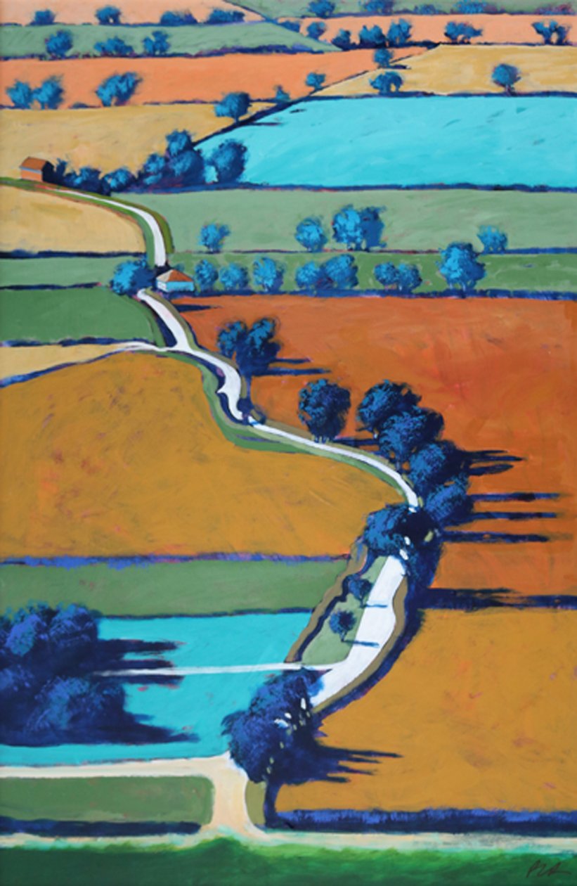 Lane towards Ledbury （アクリル、ボード 作： ポール・ポウィス