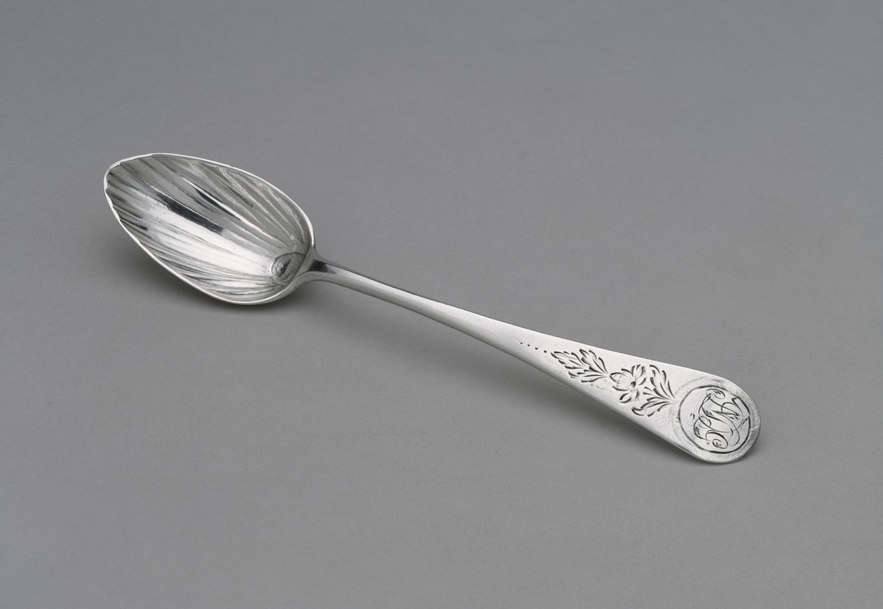 小さじ、c。 1796-1805（シルバー） 作： ポール・リビア