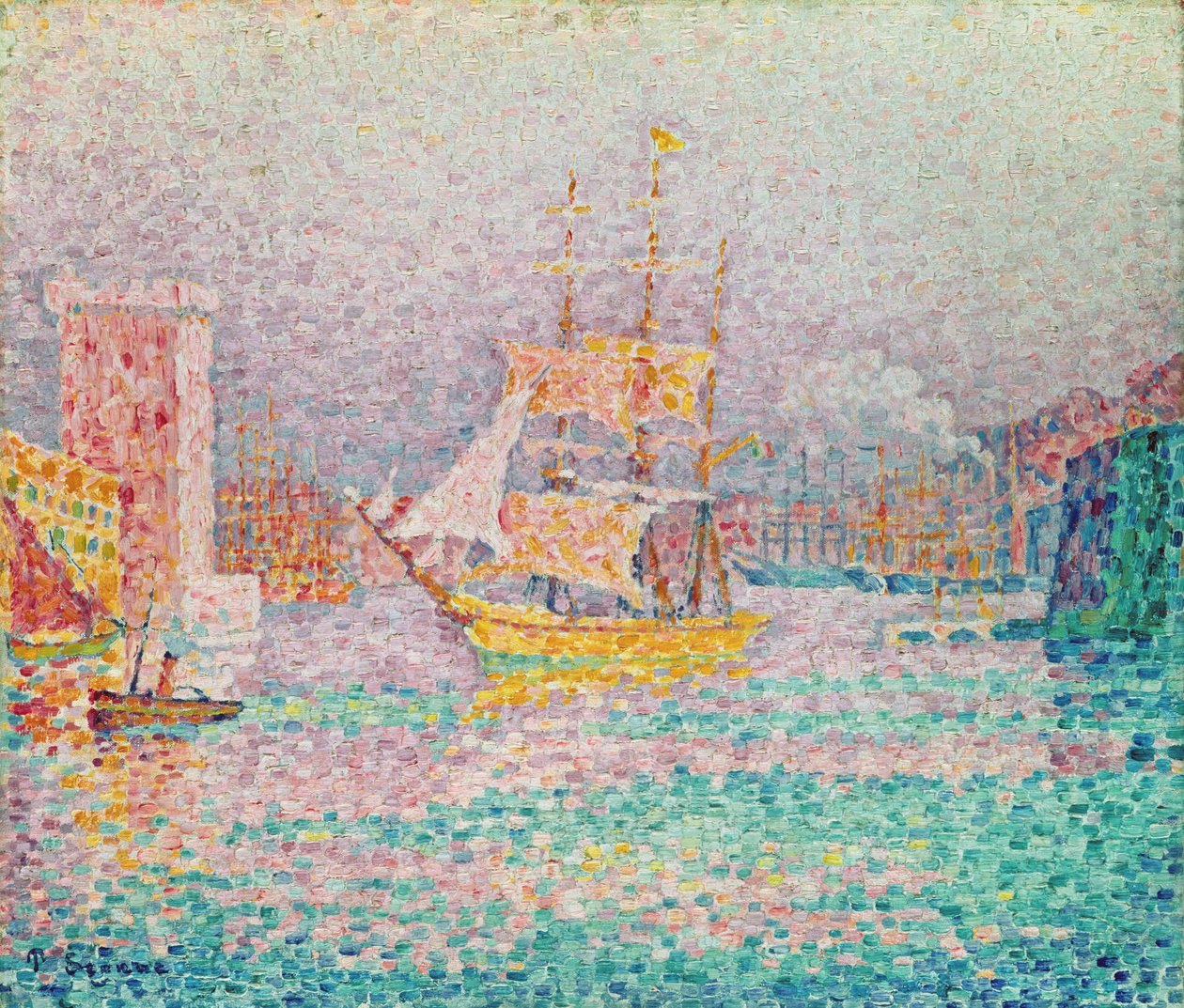 マルセイユの港、1906年頃 作： ポール・シニャック