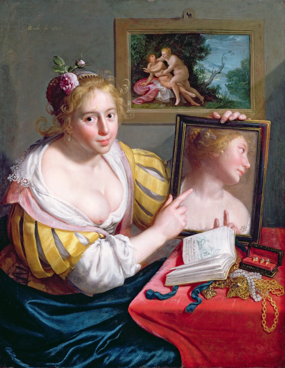 鏡を持つ少女、冒涜的な愛の寓意、1627年 作： ポール・モアレルス