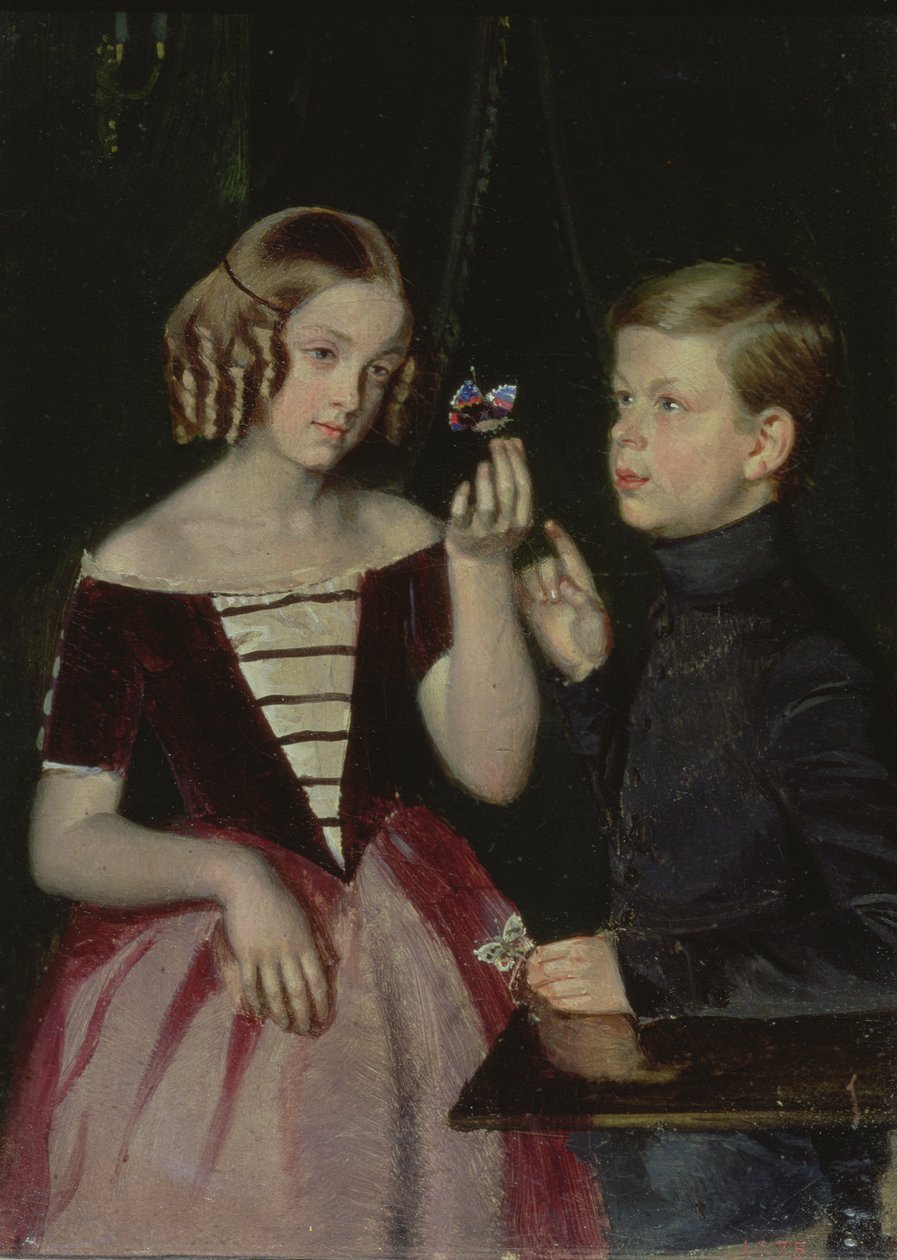 オルガ・イワノフナ（1839-98）とヒョードル・イワノフ（1836-1903）1851の肖像 作： パベル・アンドレーエヴィッチ・フェドトフ