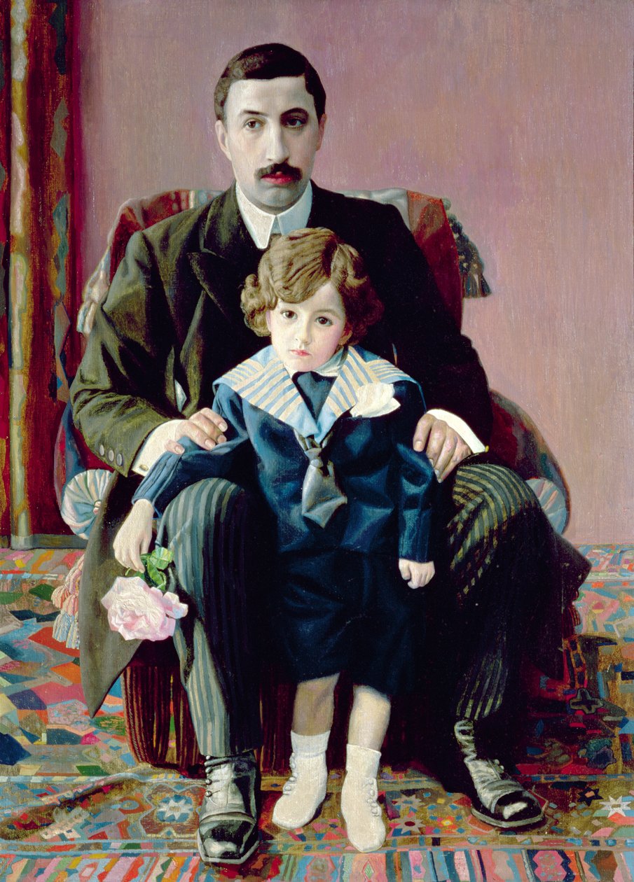 アルマンフランセビッチアジベールとその息子の肖像、1915 作： パベル・ニコラエヴィチ・フィロノフ