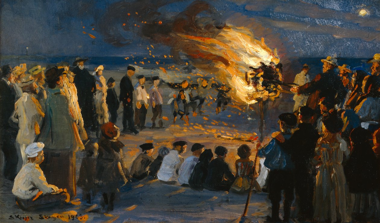 スカーゲンス ビーチでの真夏の火事 作： ペダー・セヴェリン・クロイヤー