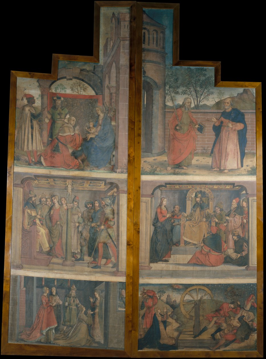 聖カタリナの生活の場面が描かれた祭壇画の扉 作： ペドロ・ベルゲーテ