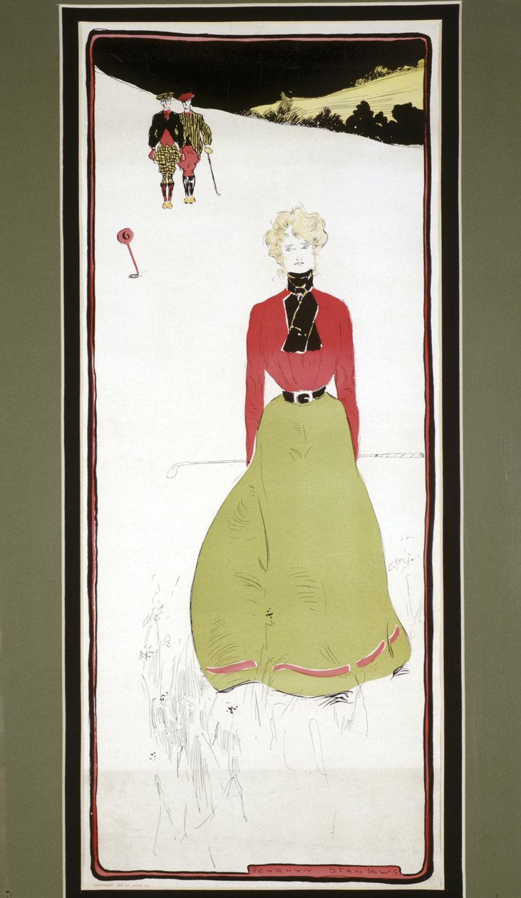 時代のドレスを着た女性ゴルファー、c1905 作： ペンリン・スタンロウズ