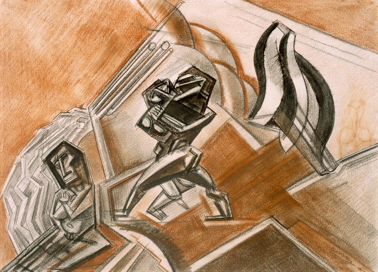 コンバット No.3、1914 年。 作： パーシー・ウィンダム・ルイス