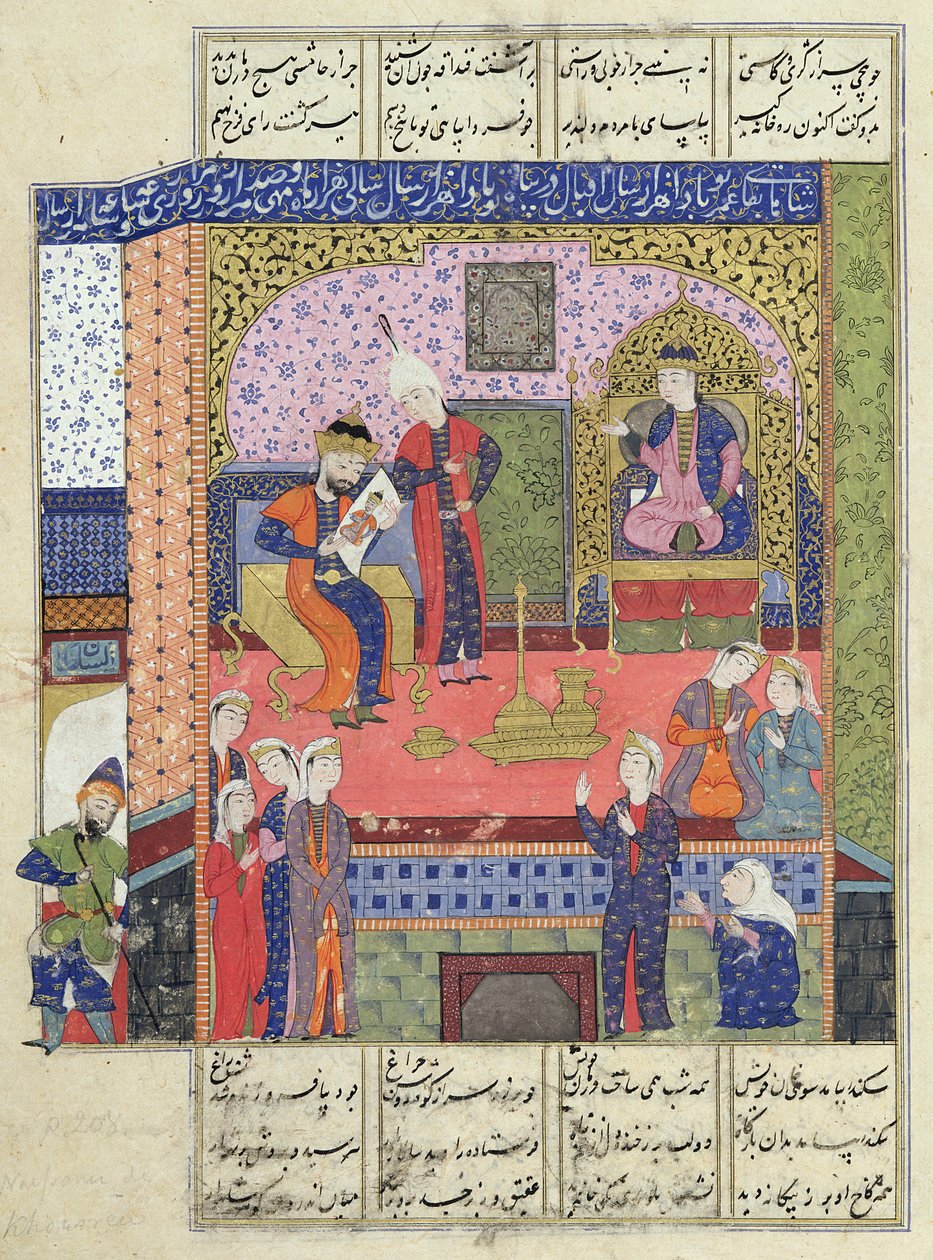 Ms D-184 fol.381aペルシャの王の宮殿の内部、「Shahnama」（王の書）からの挿絵、Abu&39;l-Qasim Manur Firdawsi（c.934-c.1020）c.1510-40 作： ペルシャ語学校