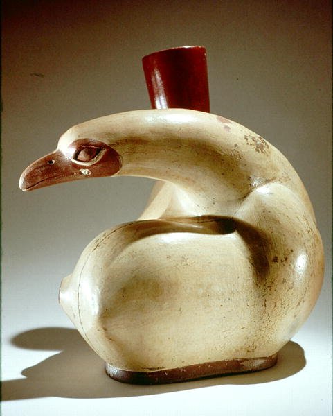 鳥の陶器器モチカ（土器） 作： ペルーの学校
