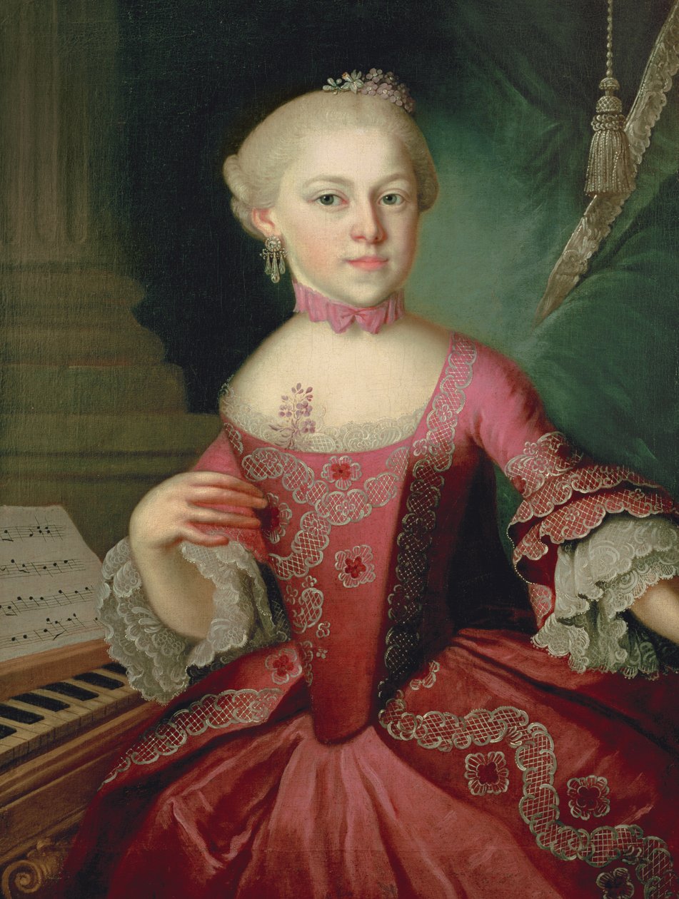 マリアアンナモーツァルト、「Nannerl」（1751-1829）と呼ばれる、ヴォルフガングアマデウスモーツァルトの妹、1763 作： ピーター・アントン・ロレンツォーニ