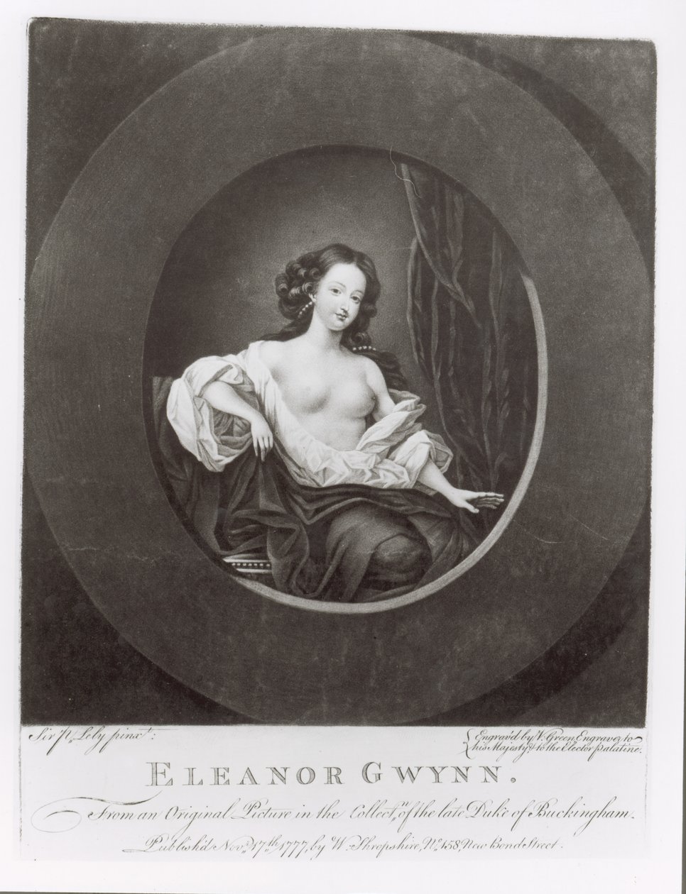 Eleanor（Nell）Gwynne（1650-87）engraved by Valentine Green（1739-1813）1777 作： ピーター・レリー