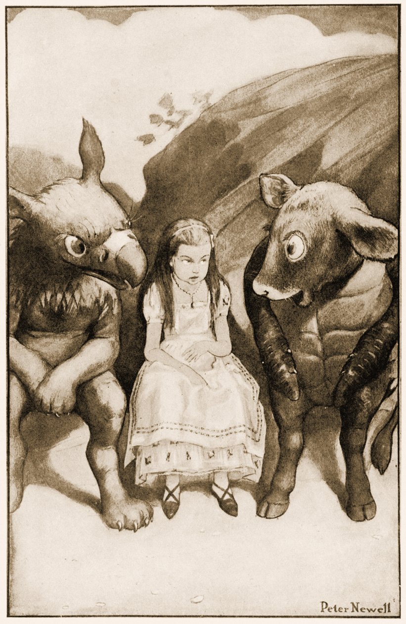 「アリスに冒険を語り始めた」、ルイス・キャロルのイラスト「不思議の国のアリスの冒険」、1901 作： ピーター・ニューウェル