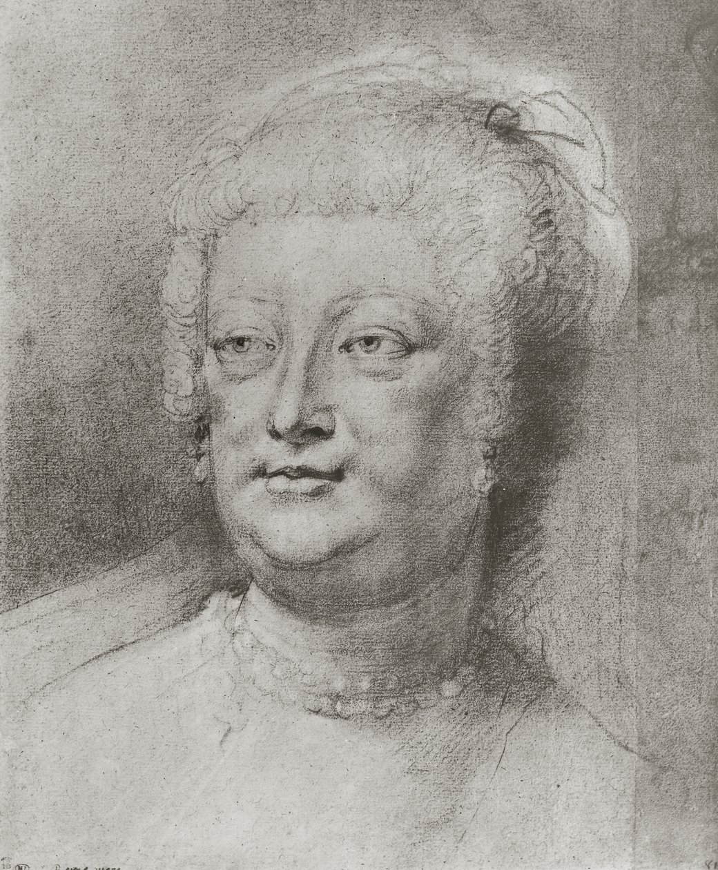 マリー・ド・メディチの肖像（1573-1642）、1622（ピエール・ノワールと白いハイライトの赤いチョーク） 作： ピーター・ポール・ルーベンス
