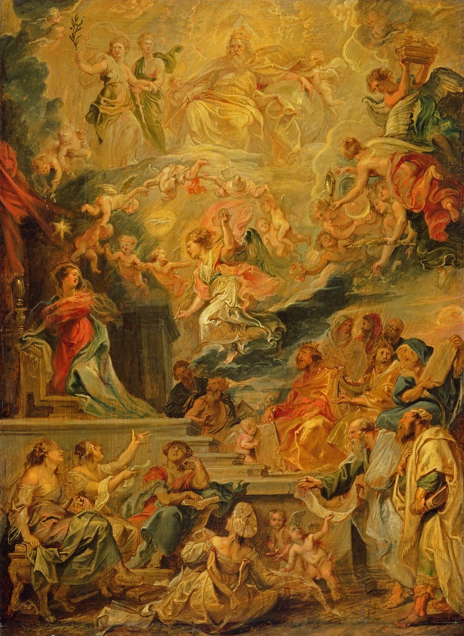 すべての予言の成就としての受肉、c.1628-29（木製パネルに油彩） 作： ピーター・ポール・ルーベンス