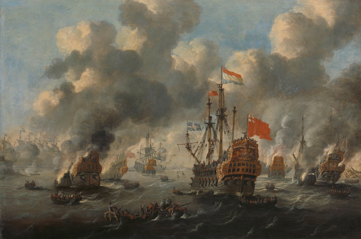 チャタム沖のイギリス艦隊の燃焼、1667年6月20日 作： ピーター・ヴァン・デ・ヴェルデ