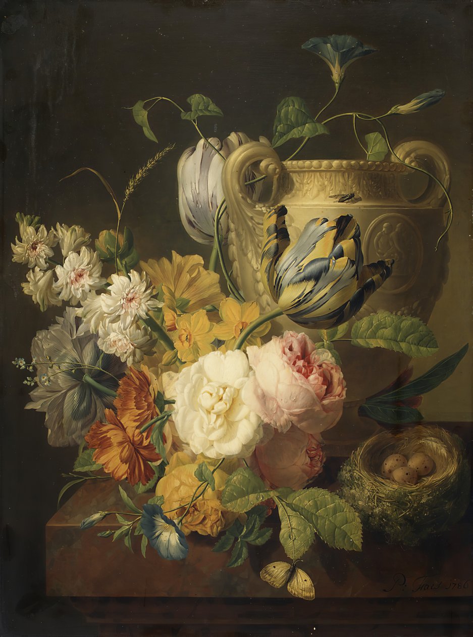 石の花瓶の花1786。 作： ピーター・フェス