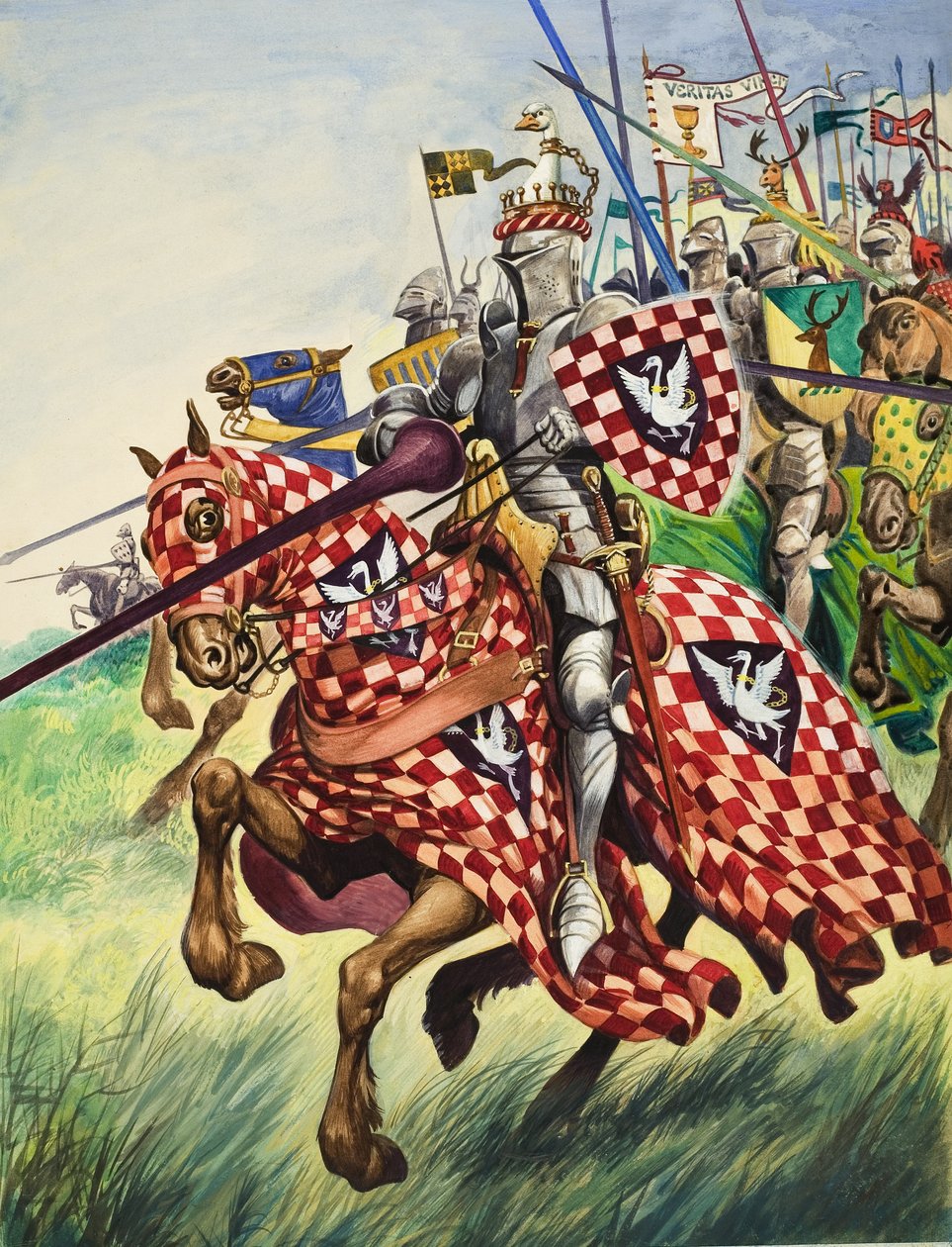 戦いに突進する騎士たち（紙にガッシュ） 作： ピータージャクソン