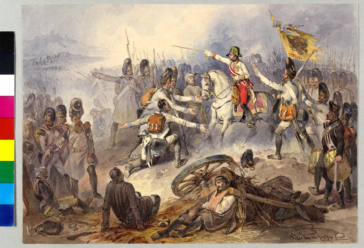 1799年シュトックバッハの戦い（水彩画） 作： ピーターヨハンネポムクガイガー