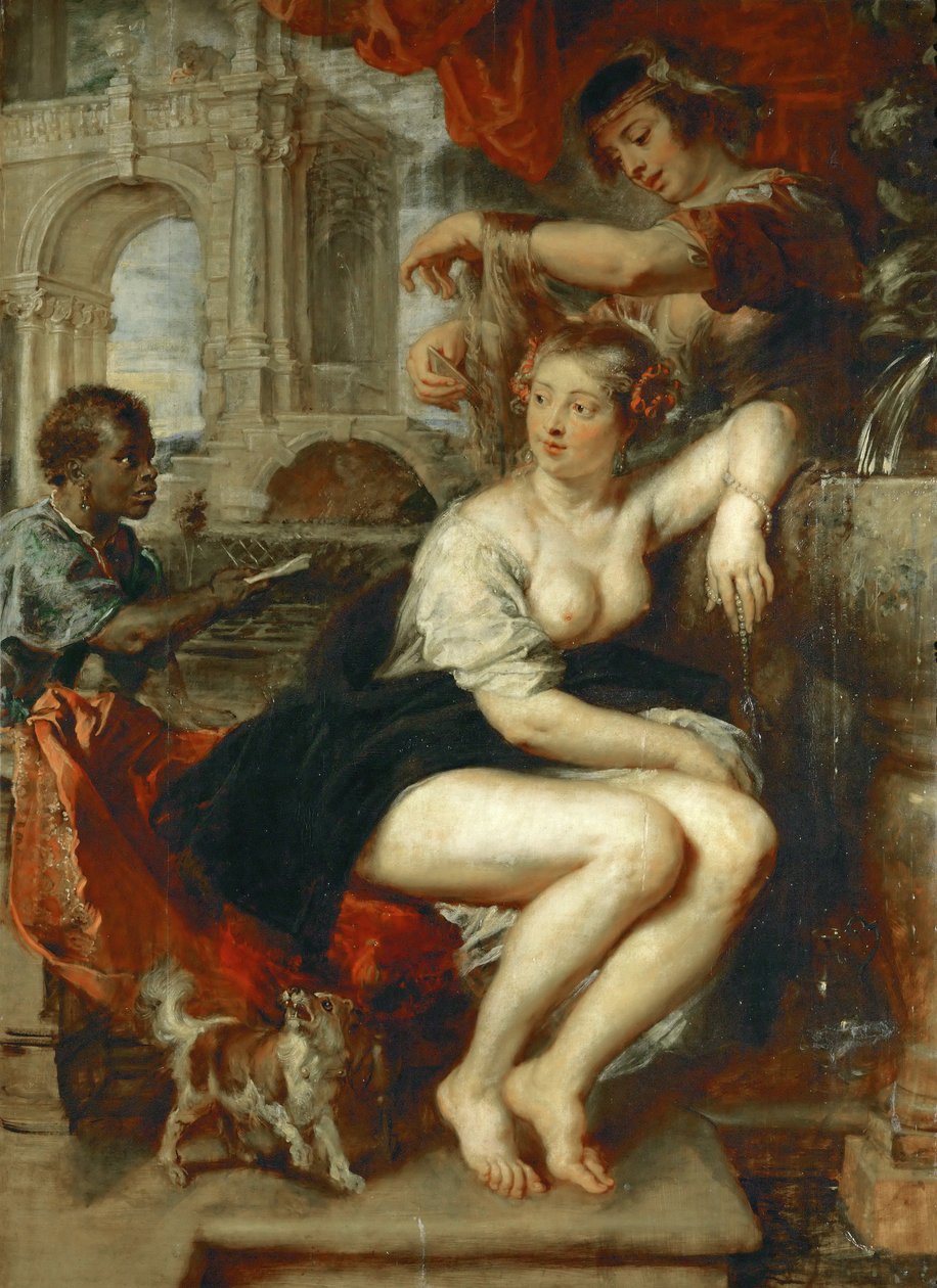 彼女の風呂でのバトシェバc。 1635年。 作： ピーター・ポール・ルーベンス