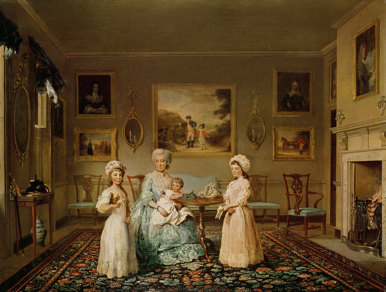 ロンドンの応接室にいるコングレーブ夫妻と子供たち、1782年 作： フィリップ・レイナグル