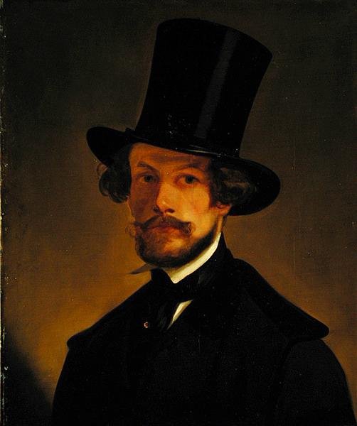 自画像、c.1845（カードに取り付けられた紙に油彩） 作： フィリップ・ワース