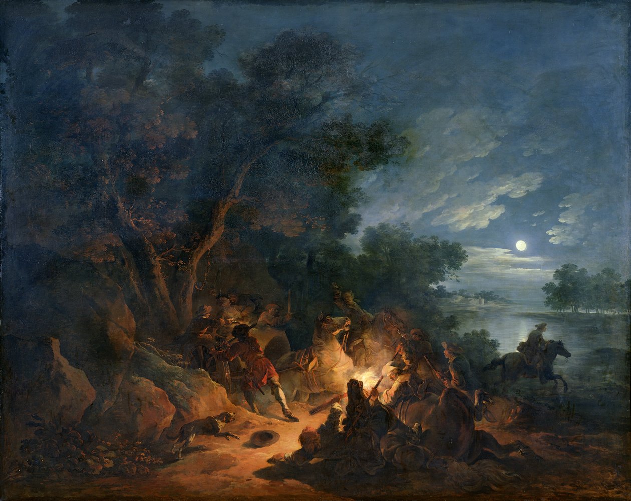 夜の強盗による攻撃、1770年頃 作： フィリップ・ジャック・ド・ルーテルブール