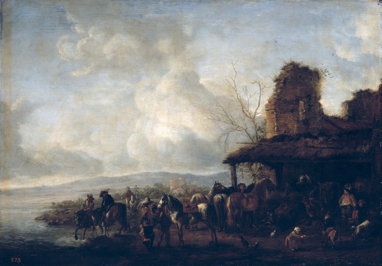 老朽化した家の馬小屋、1640年頃 作： Philips Wouwerman