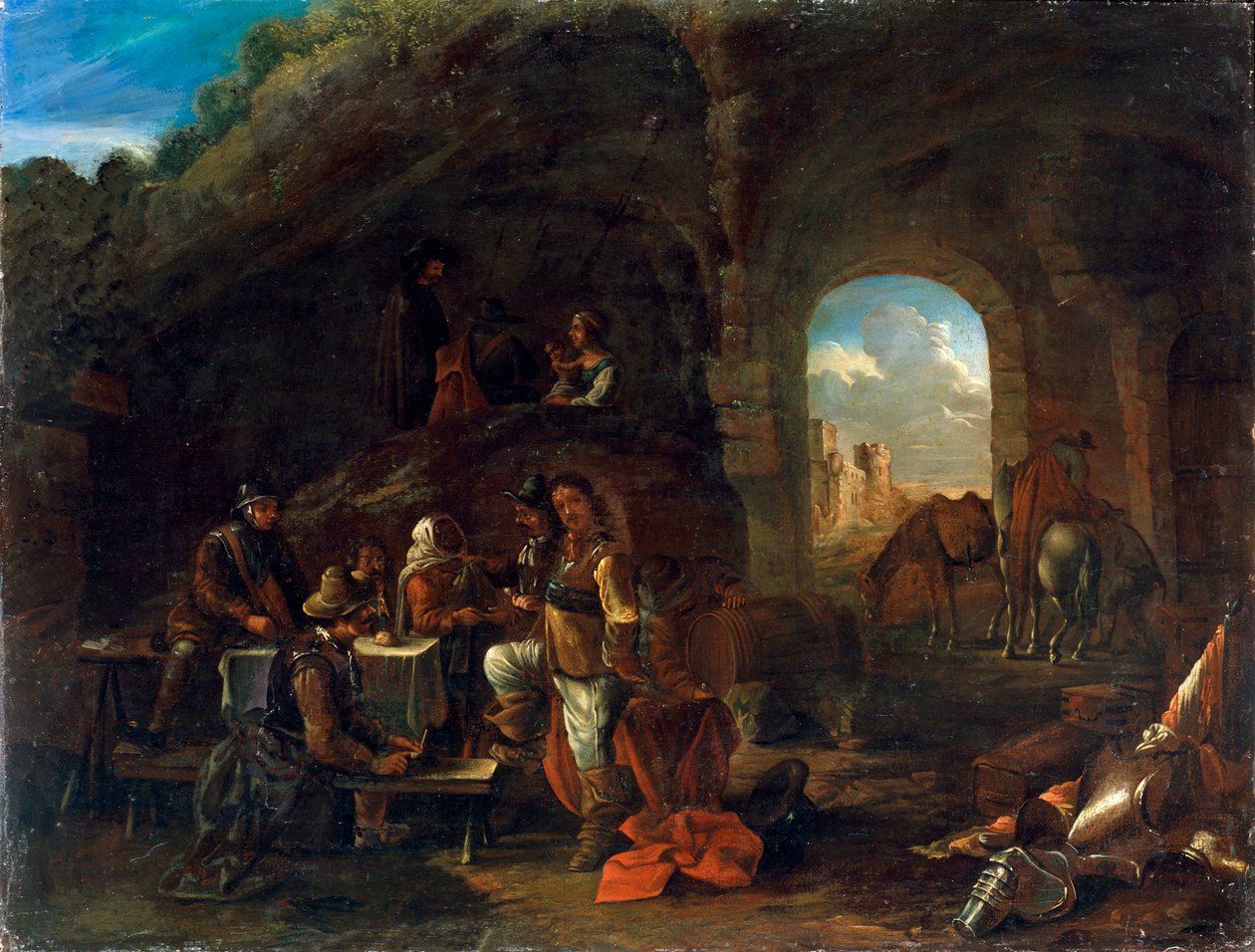 居酒屋のシーン、c1640-1665 作： Philips Wouwerman