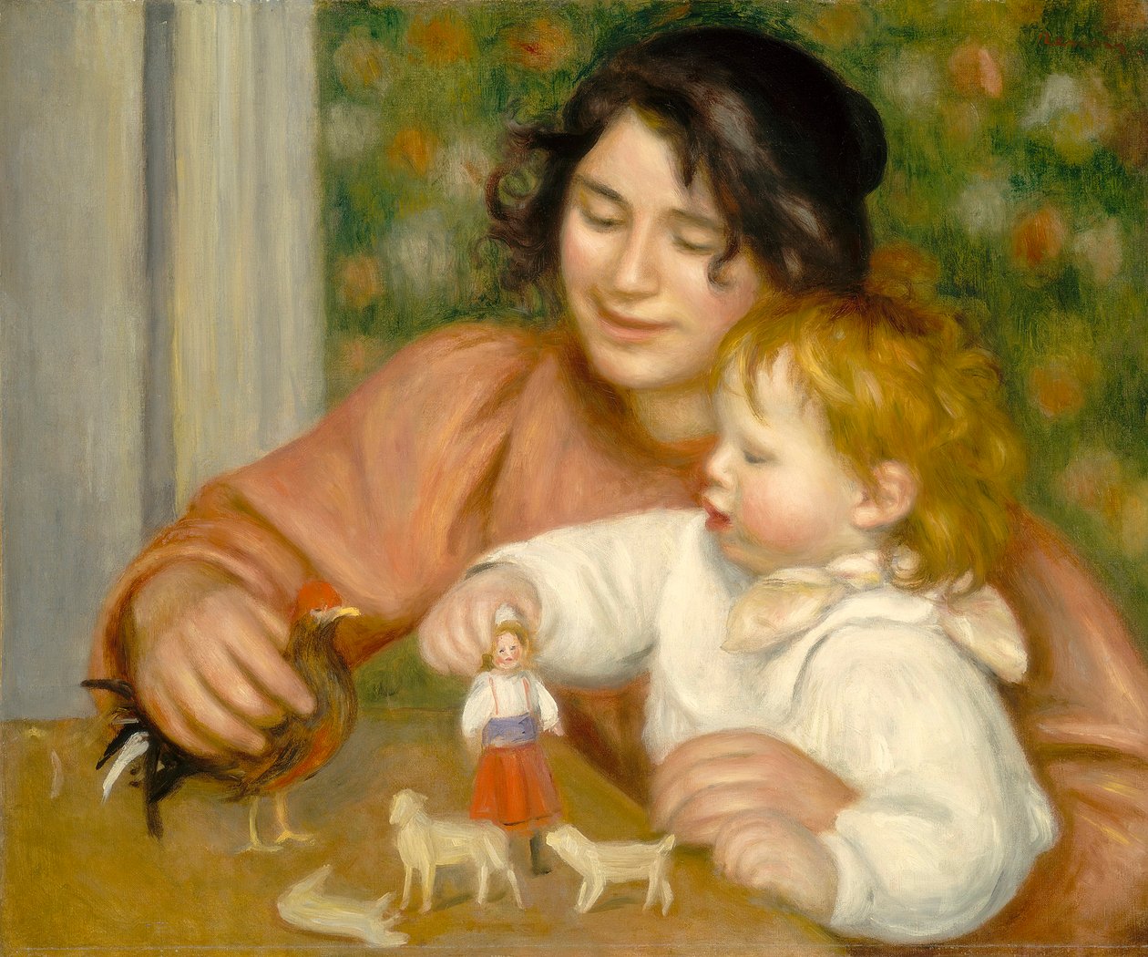 おもちゃを持つ子供、ガブリエルと芸術家の息子、ジャン、1855-96年 作： ピエールオーギュストルノワール