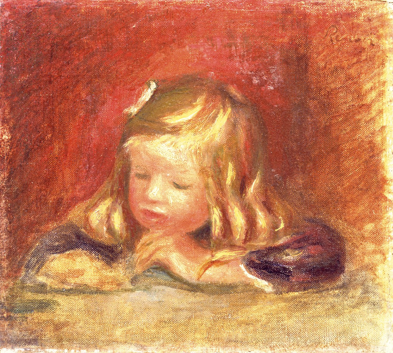 ココ・ザ・テーブル（クロード・ルノワール・リーディング）1905 作： ピエールオーギュストルノワール