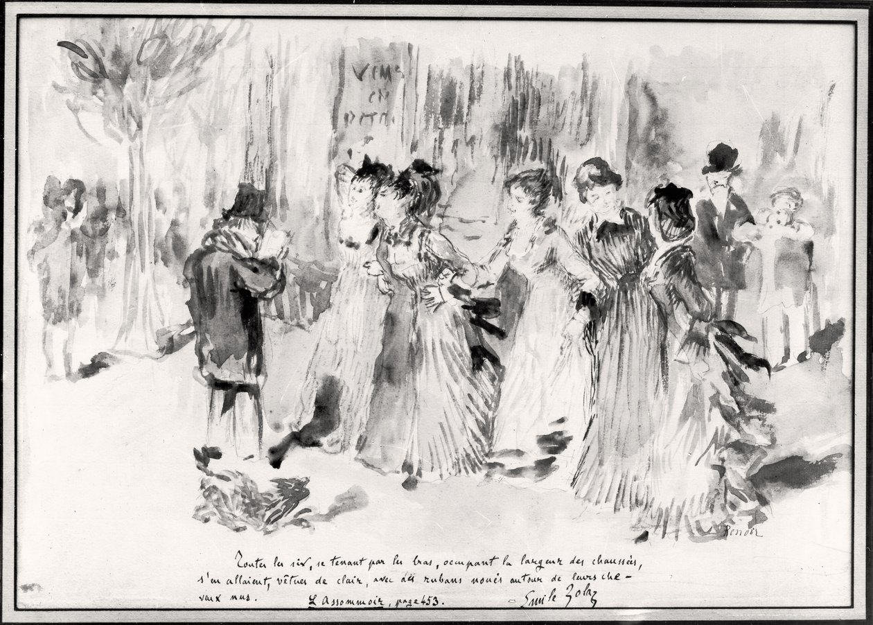 LAssommoir（1876-77）のイラスト、Emile Zola（1840-1902）、453ページ（紙で洗う） 作： ピエールオーギュストルノワール
