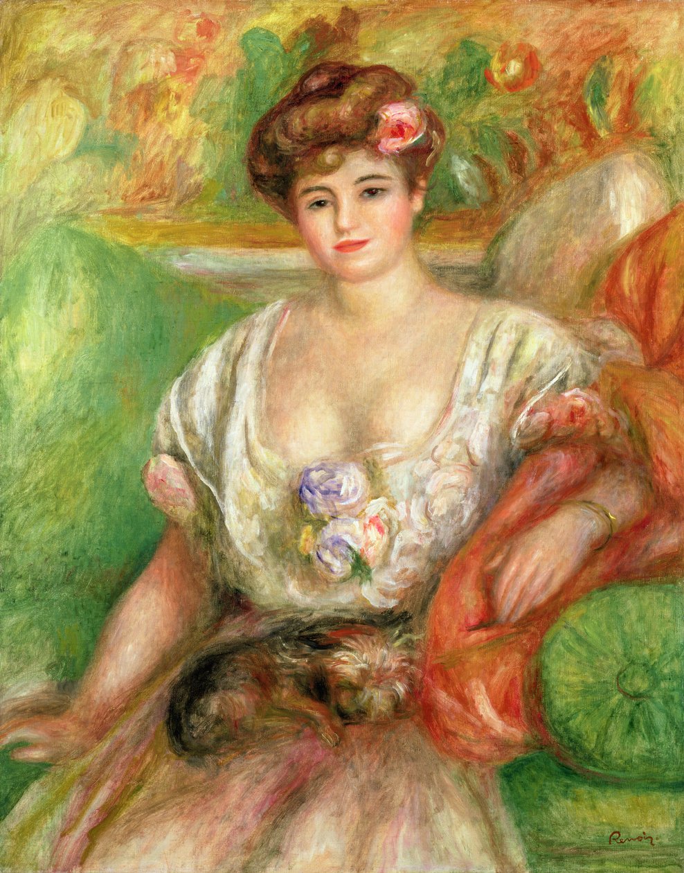 ミシアサート（1872〜1950年）、ラップドッグと一緒、1906年頃 作： ピエールオーギュストルノワール